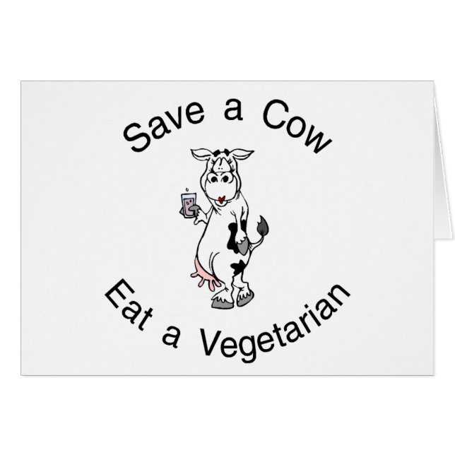 Spara en ko äter en vegetarian hälsningskort (Framsidan Horizontal)