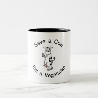 Spara en ko äter en vegetarian Två-Tonad mugg
