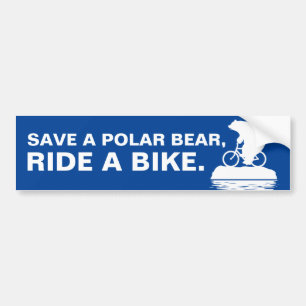 SPARA EN POLAR BJÖRN, RIDA EN CYKEL. Bildekal