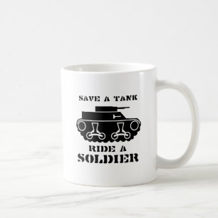 SPARA EN TANK. RIDA EN SOLDIER. KAFFEMUGG