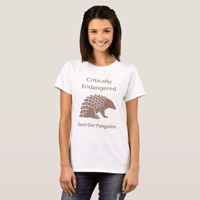 Spara Endangred Asia Afrika Pangolin Silhouette T Shirt (Hel framsida)