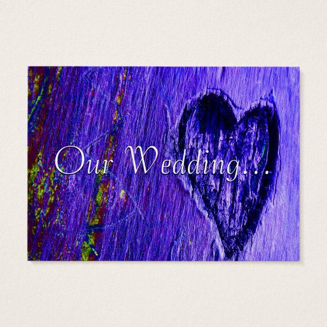 Spara ett enda hjärta datum i blå Lila Visitkort (Baksidan)