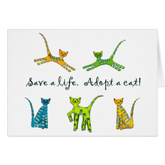 Spara ett liv. Adoptera en katt! OBS Kort (Framsidan Horizontal)
