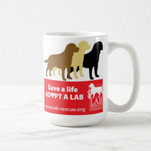Spara ett liv adopterar en labbmugg kaffemugg