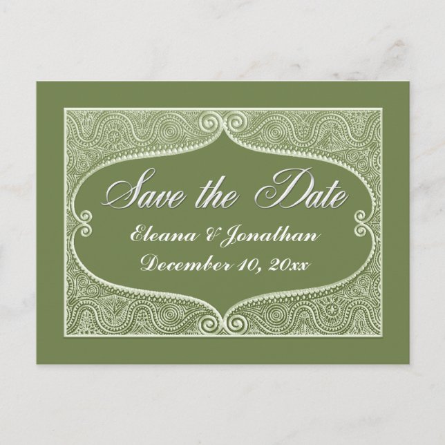 Spara filträdsjade från datum Silver,sage Meddelande Vykort (Framsida)