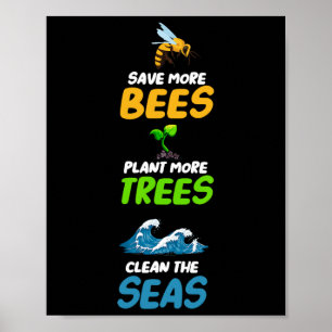 Spara Fler bin mer Träd rengör havsöarna Poster