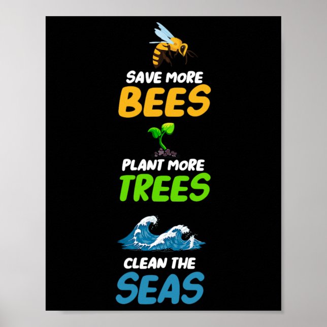 Spara Fler bin mer Träd rengör havsöarna Poster (Framsidan)