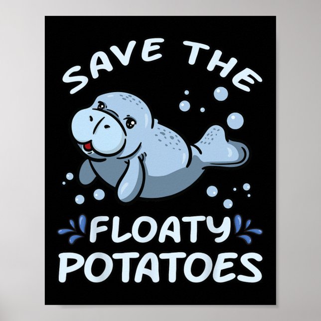 Spara Floaty Potatis T Shirt Earth Day Manatee Poster (Framsidan)