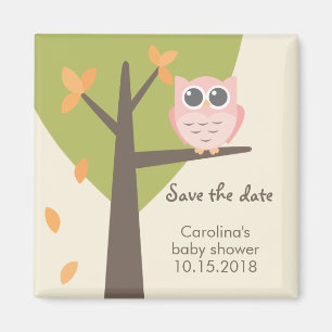 Spara för baby shower för uggla för höstträd magnet