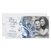 Spara för blå Blommigt Foto Bröllop