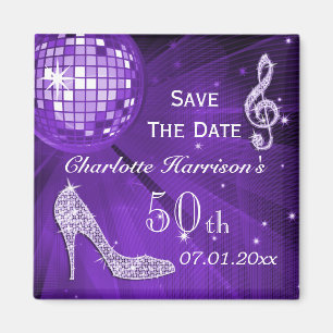 Spara för födelsedag för Sparkly stiletthäl 50th Magnet