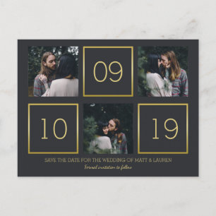 Spara för kol- & för guld fotoCollage datera Meddelande Vykort