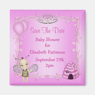 Spara för Princess baby shower för babybi rosa Magnet