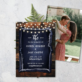 Spara för Rustic Wood Hand-Write Photo Bröllop Inbjudningar