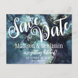 Spara för Träd Fairy Ljus av bytt skog Vykort