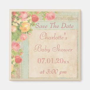 Spara för vintagerobaby shower datera magnet