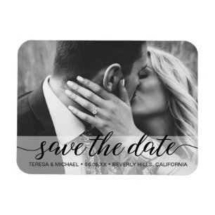 Spara förlovningen Foto på skript för Date-elegant Magnet