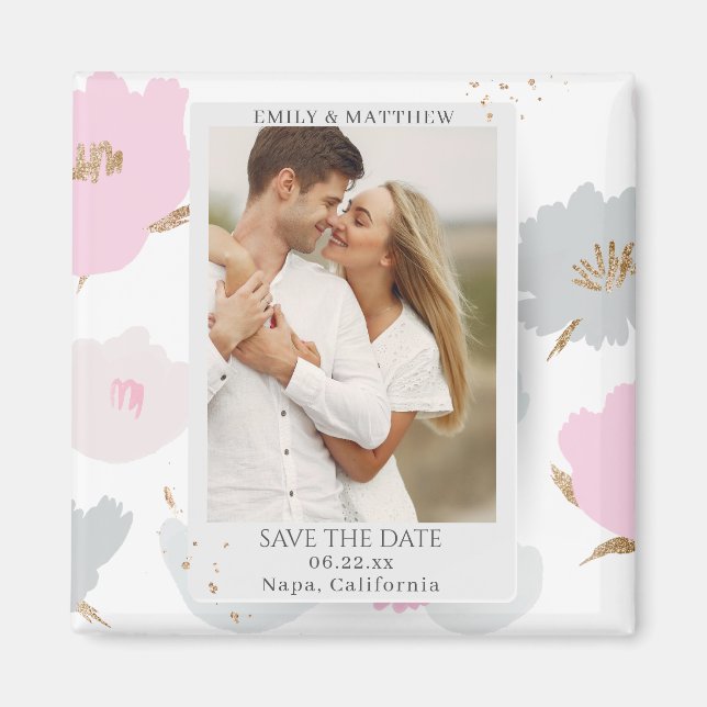 Spara foto för Blommigten Date Romantic lite Glitt Magnet (Framsidan)
