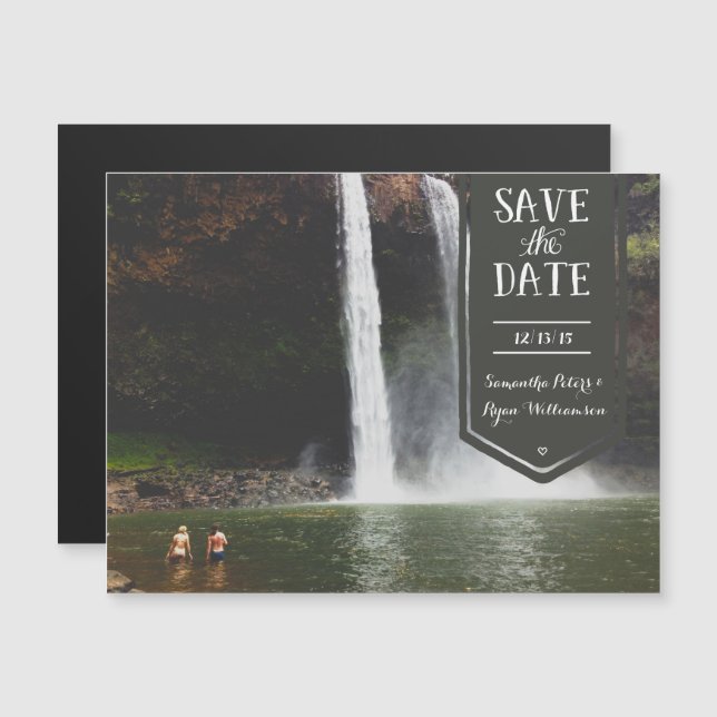 Spara fotomagneten Date, söt modern anpassningsbar Magnetisk Inbjudningskort (Fram/baksida)