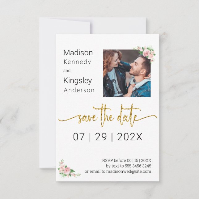 Spara fotot för Rosa Blommigt Vår Datumet (Framsida)