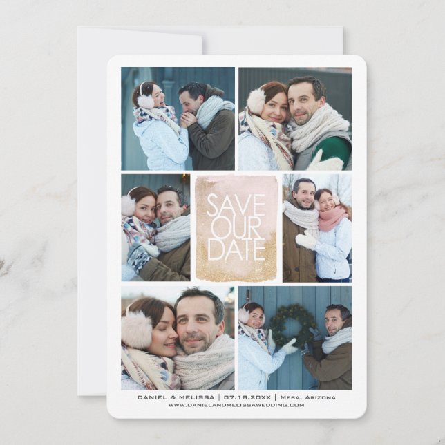 Spara fotrutnät för datafärgcenter i Guld | Spara Datumet (Framsida)