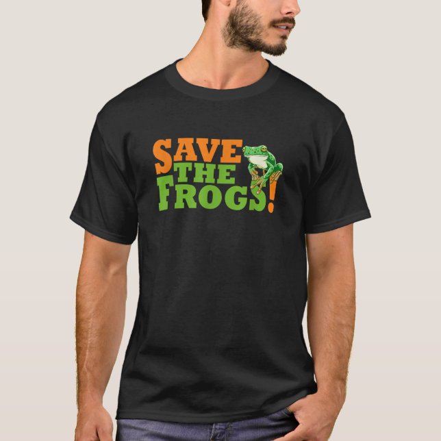 Spara Frog Funny Frog Älskare miljövänalist T Shirt (Framsida)