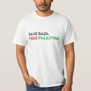 Spara Gaza Free Palestina, svart röd grönt vit T Shirt