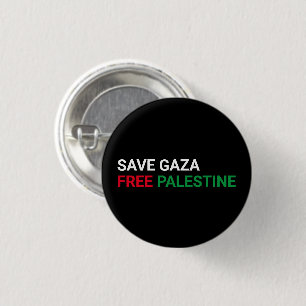 Spara Gaza Free Palestina svartvit grönt Knapp
