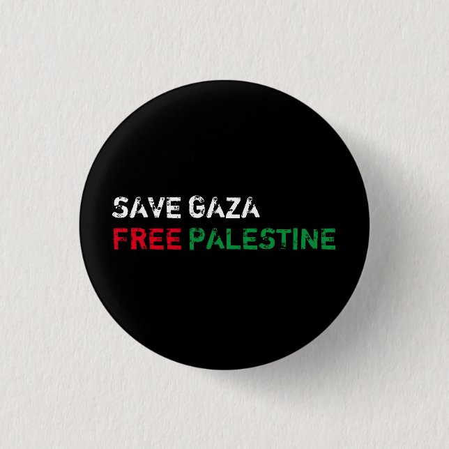 Spara Gaza Free Palestina white red grönt black Knapp (Framsida)
