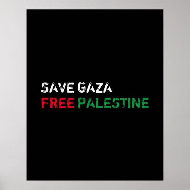 Spara Gaza Free Palestina white red grönt black Poster (Framsidan)