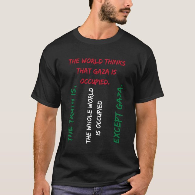 Spara Gaza T-shirt, Free Palestine Tee - Flaggfärg (Framsida)
