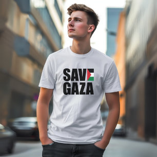 SPARA GAZA vit t-shirt för människa