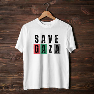 SPARA GAZA vit t-shirt för människa
