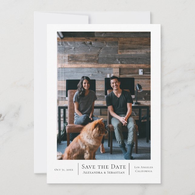 Spara Grått White Bröllop-Personligen Spara Datumet (Framsida)