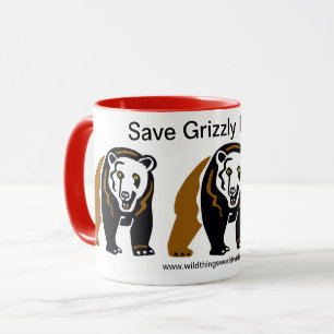 Spara GRIZZLY Bears - Endangered animal - Wildlife Mugg