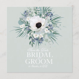 Spara grönten för datumkortets vita anemone-sida inbjudningar