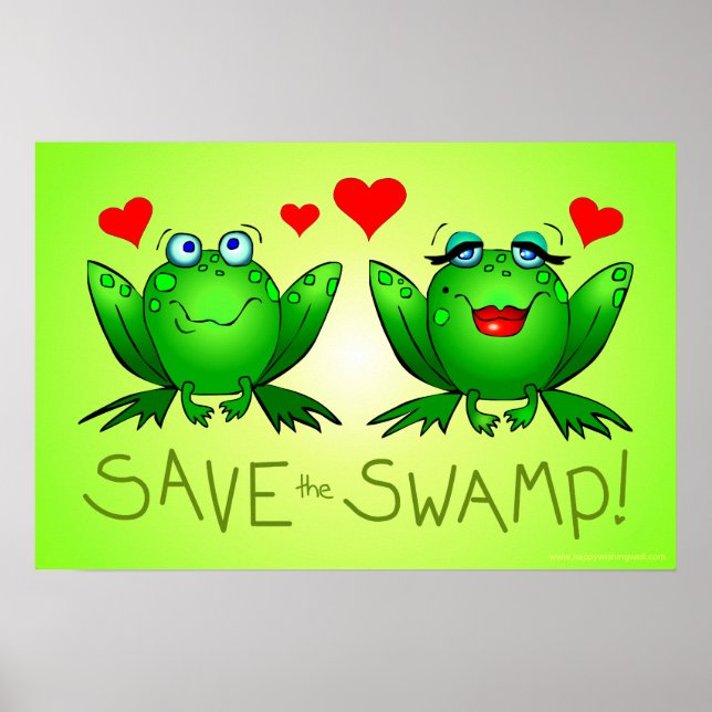 Spara Grönten Swamp Frog Kärlek Poster (Framsidan)