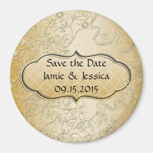 Spara Guld Black Swirly Love birds Magnet