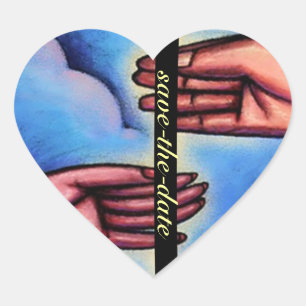 SPARA- Händer i Hjärtor SD Heart Hjärtformat Klistermärke