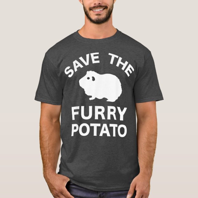 Spara Håriget Potato Animal Funny Guinea Gris T Shirt (Framsida)
