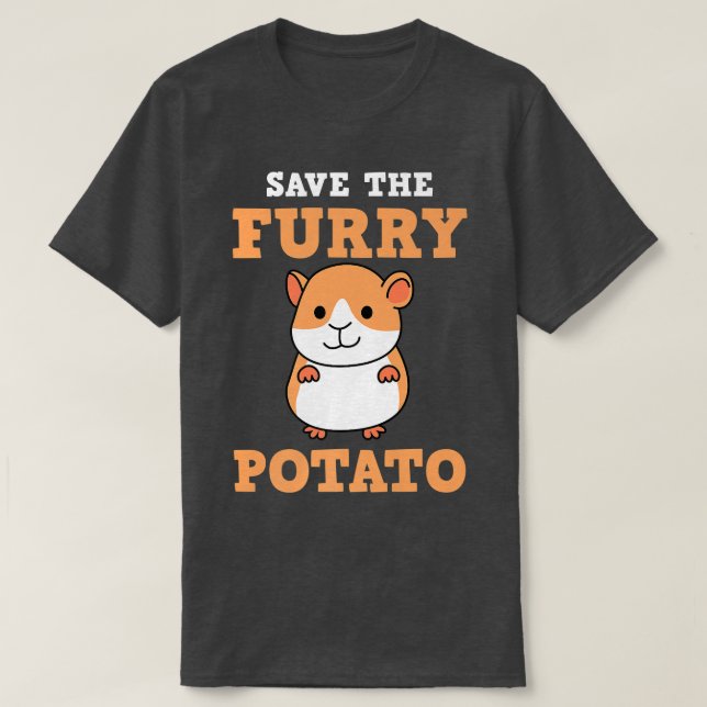 Spara Håriget Potato Funny Guinea Gris Hamster Pet T Shirt (Design framsida)