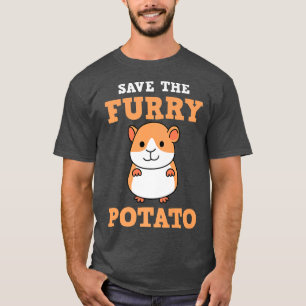 Spara Håriget Potato Funny Guinea Gris Hamster Pet T Shirt