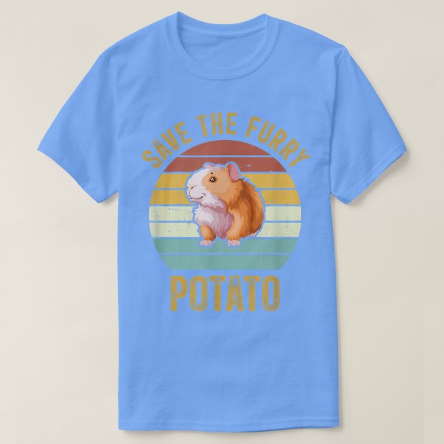 Spara Håriget Potato Funny Guinea Gris Owners Kärl T Shirt (Design framsida)