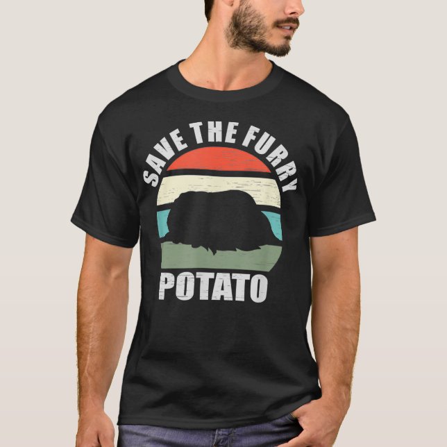 Spara Håriget Potato Funny Guinea Gris T Shirt (Framsida)