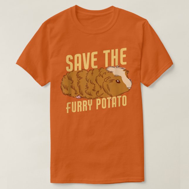 Spara Håriget Potato Funny Guinea Gris T-Shirt (Design framsida)