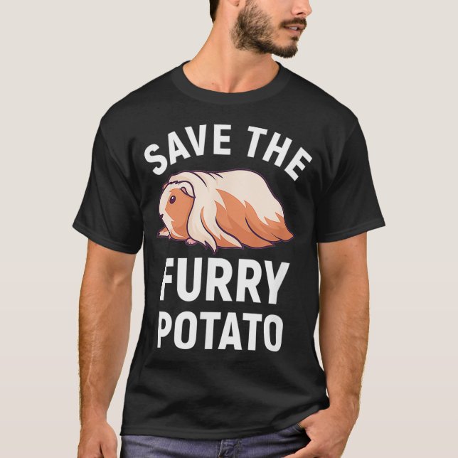Spara Håriget Potato Guinea Gris Älskare Gift T Shirt (Framsida)