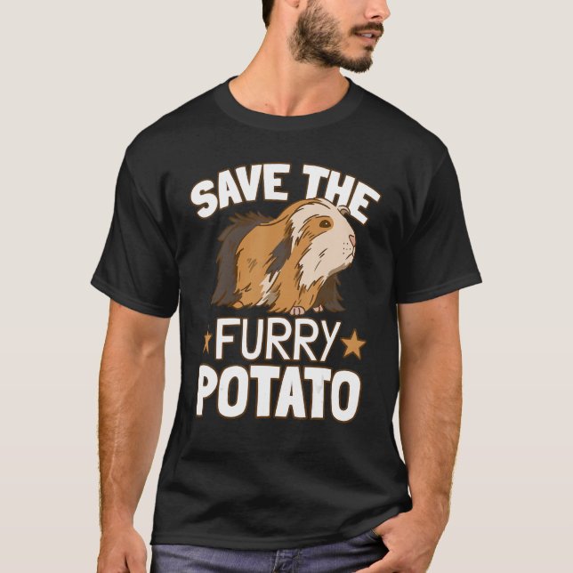 Spara Håriget Potato Guinea Gris T Shirt (Framsida)