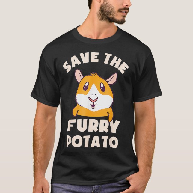 Spara Håriget Potato Guinea Grisar Gift T Shirt (Framsida)
