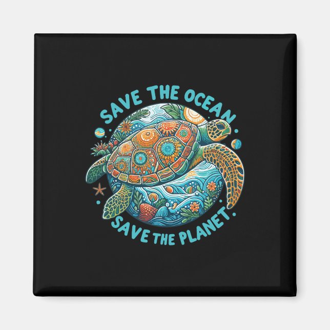 Spara Havets Räddat planetet Cute Sea Turtle Magnet (Framsidan)
