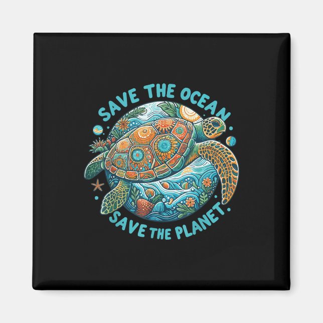 Spara Havets Räddat planetet Cute Sea Turtle Magnet (Framsidan)
